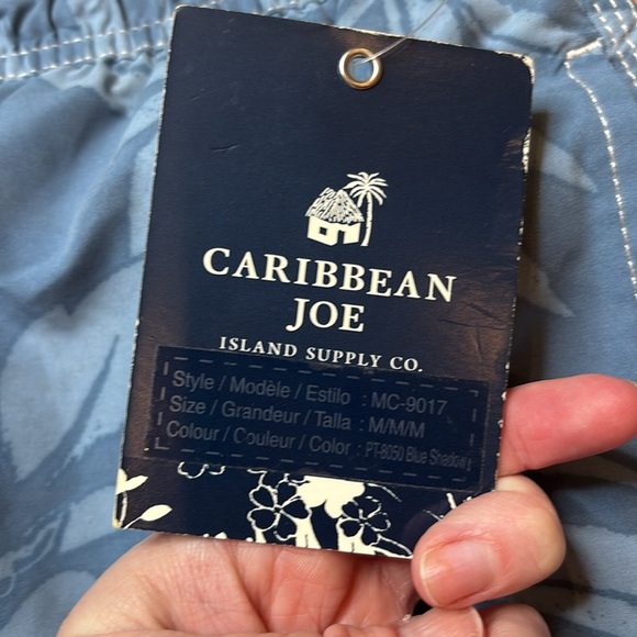 Caribbean Joe Men’s Swim Trunks Blue Hawaiian Floral Print NWT Size Medium - Picture 5 of 6